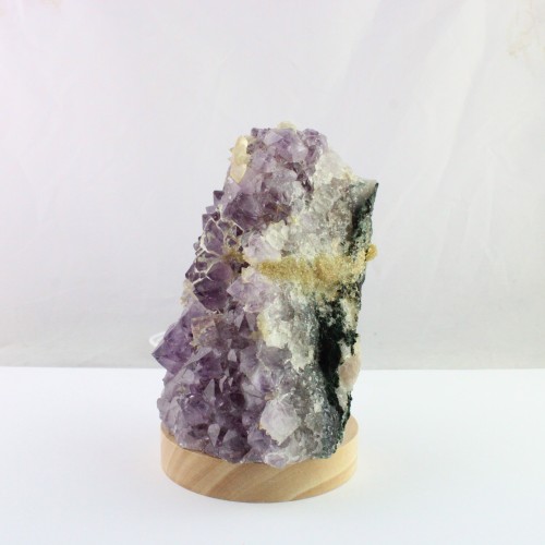 Purple Amethyst Geode Lamp with CALCITE Crystal from Uruguay-2