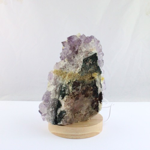 Purple Amethyst Geode Lamp with CALCITE Crystal from Uruguay-3