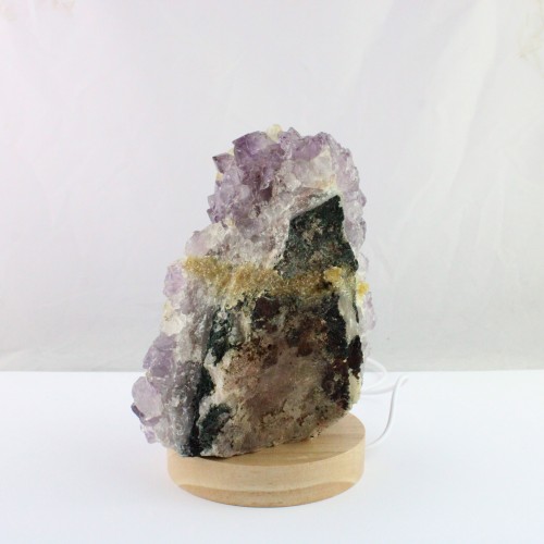 Purple Amethyst Geode Lamp with CALCITE Crystal from Uruguay-4