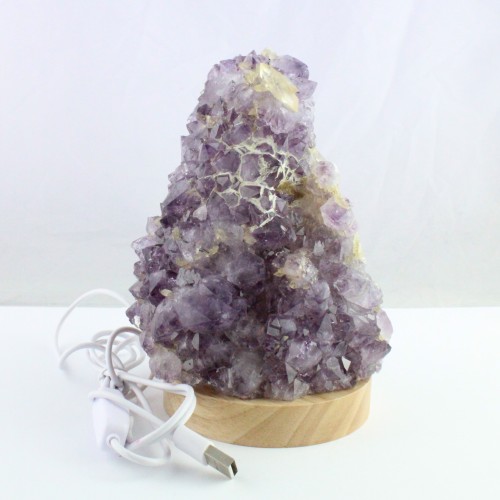 Purple Amethyst Geode Lamp with CALCITE Crystal from Uruguay-5