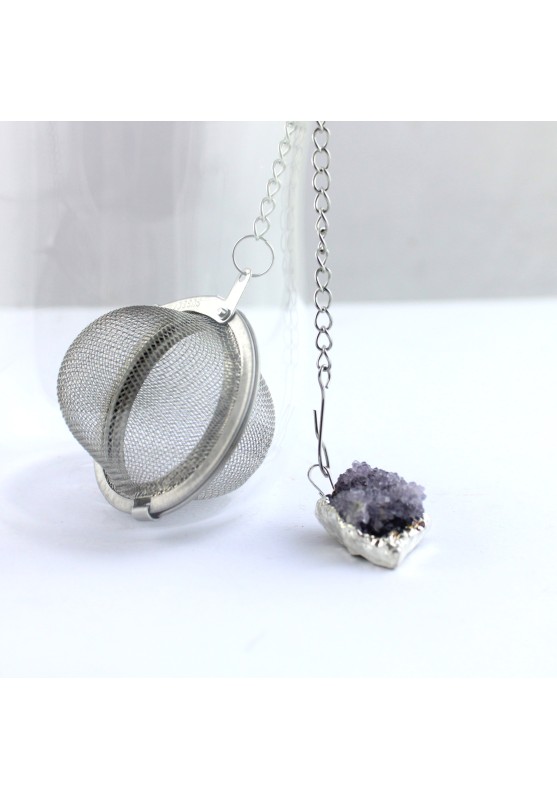 Filter for Tea and Herbal Tea with AMETHYST Drusa Pendant-1