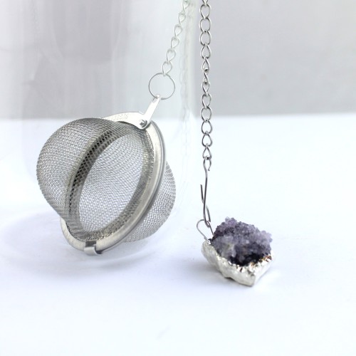 Filter for Tea and Herbal Tea with AMETHYST Drusa Pendant-1