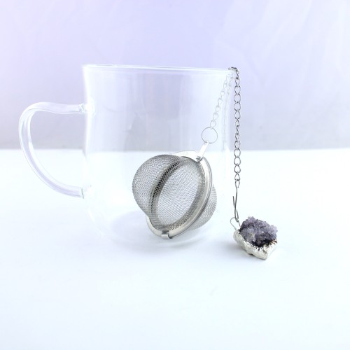 Filter for Tea and Herbal Tea with AMETHYST Drusa Pendant-2