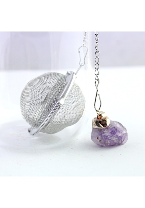 Filter for Tea with AMETHYST Pendant Handcrafted Silver Plated
