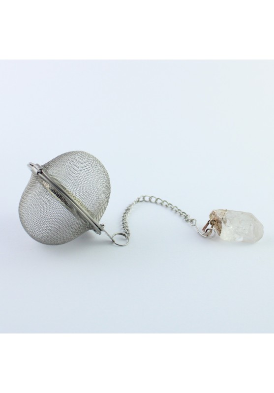 Filter for Tea and Herbal Tea with silver-plated Hyaline Quartz Tip Pendant
