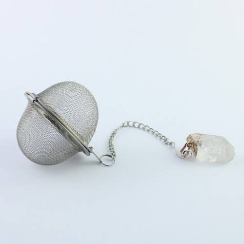 Filter for Tea and Herbal Tea with silver-plated Hyaline Quartz Tip Pendant-1