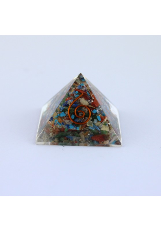 Mixed Crystal Pyramid with Copper Spiral Orgonite Meditation Crystal Therapy