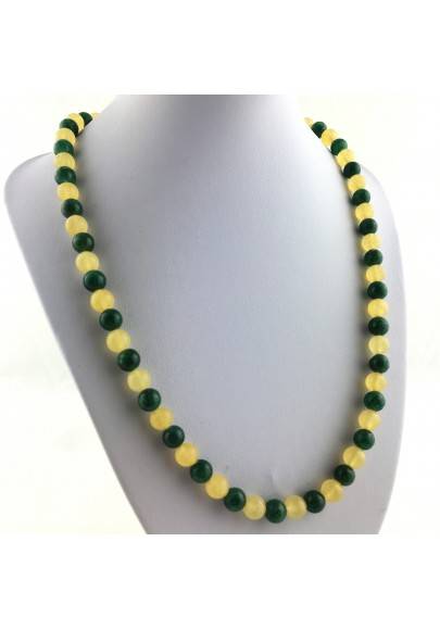 YELLOW CALCITE Necklaces Sphere & Green Aventurine Jewel Gift Idea Chakra A+-1