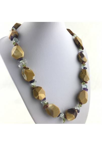 Necklace In MOOKAITE Jasper & Chips in Mixed Minerals Gift Idea Quality A+ Zen-1