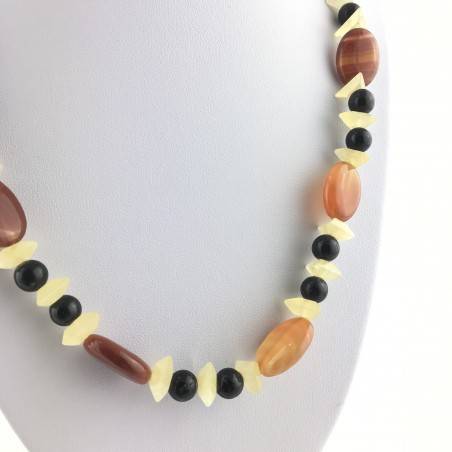 Wonderful Carnelian Necklace AGATE Yellow CALCITE & Black ONIX Quality A+-2