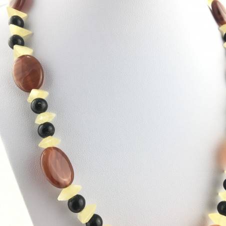 Wonderful Carnelian Necklace AGATE Yellow CALCITE & Black ONIX Quality A+-3