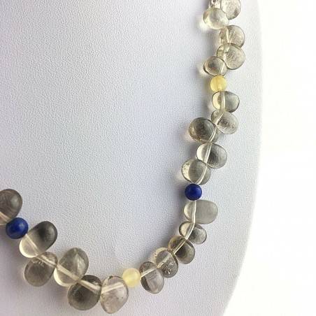 Magnifica Necklace in Smoked QUARTZ Rock CRYSTAL Lapis Lazuli CALCITE A+-3