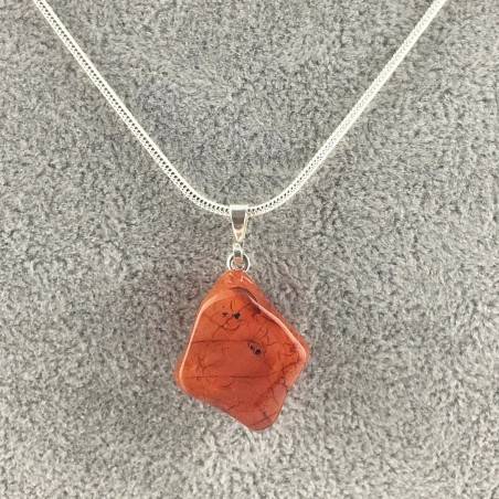 Pendant in RED CARNELIAN Tumbled Stone Necklace High Quality MINERALS Chakra Zen A+-1
