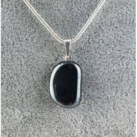 Excellent Pendant in HEMATITE Tumbled Black Polished Necklace High Quality A+ Chakra-2