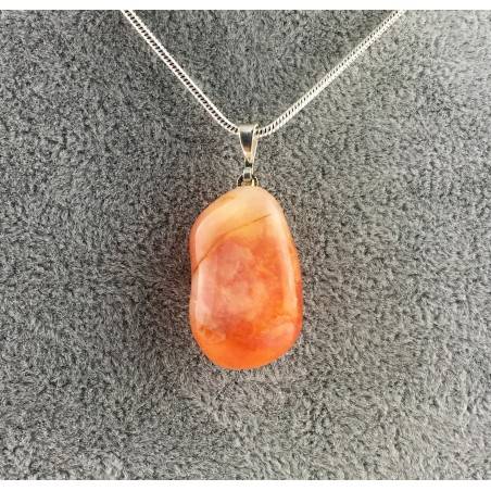 CARNELIAN Pendant Red AGATE Crystal Tumbled Stone Necklace MINERALS High Grade A+-1
