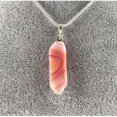 Pendant in Rainbow AGATE RED Grey Tumbled Stone Necklace MINERALS A+-2