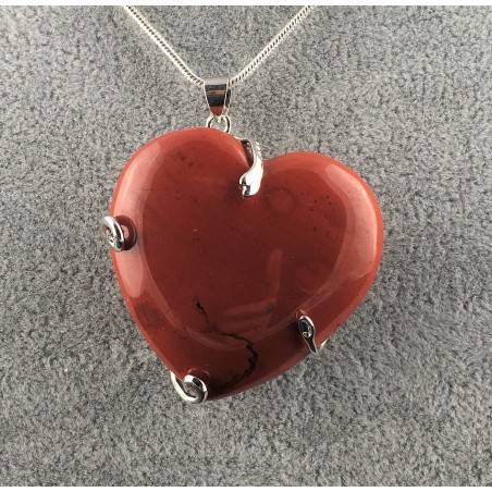 Pendant in Red Jasper Heart Handmade Crafts Necklace Reiki A+-2