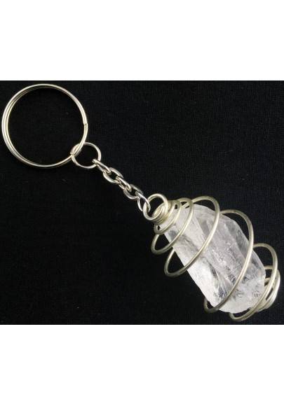 Hyaline QUARTZ Keychain Keyring Handmade Silver Plated Spiral A+-1