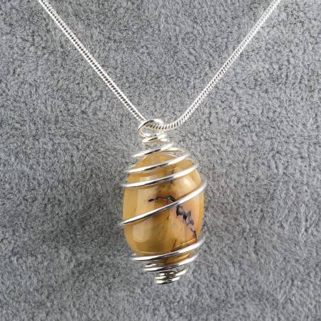 MOOKAITE Jasper Pendant Stone Tumble Handmade Silver Plated Spiral A+-3