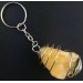Rough Yellow CALCITE Keychain Keyring Hand Made with Silver Plated Spiral A+-2