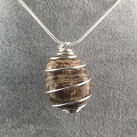 ARAGONITE Pendant Natural Stone Hand Made on Silver Plated Spiral Necklace A+-2