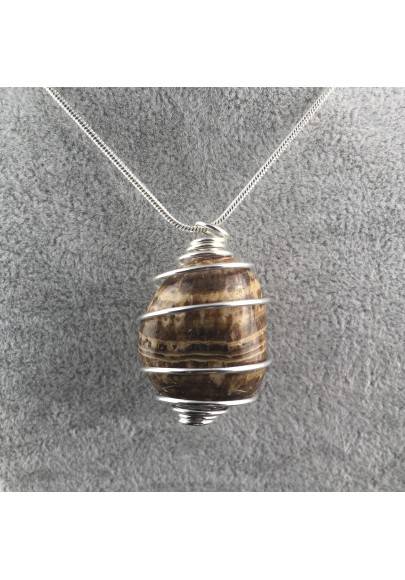 ARAGONITE Pendant Natural Stone - Idea Gift Idea Zodiac Piece Rare Silver Plated Spiral-1