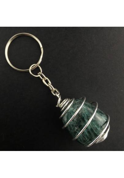 APATITE Keychain Keyring Hand Made on Silver Plated Spiral Necklace-1
