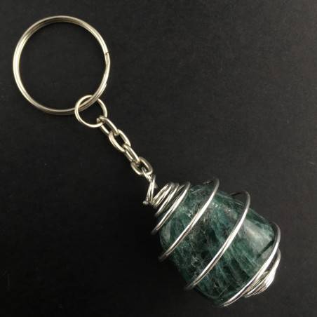 APATITE Keychain Keyring Hand Made on Silver Plated Spiral Necklace-1