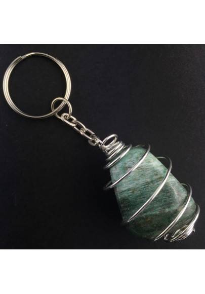 AFRICAN JADE Keychain Keyring Hand Made on Silver Plated Spiral A+-1