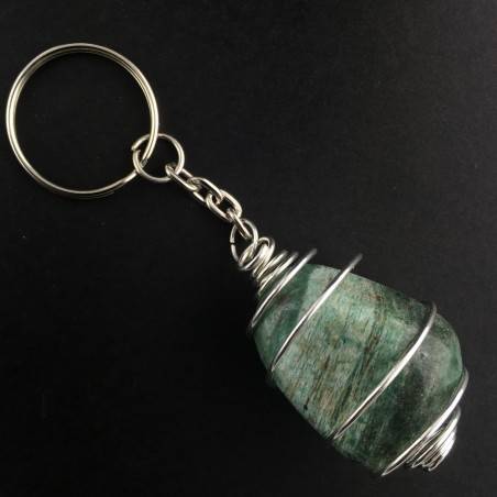 AFRICAN JADE Keychain Keyring Hand Made on Silver Plated Spiral A+-2