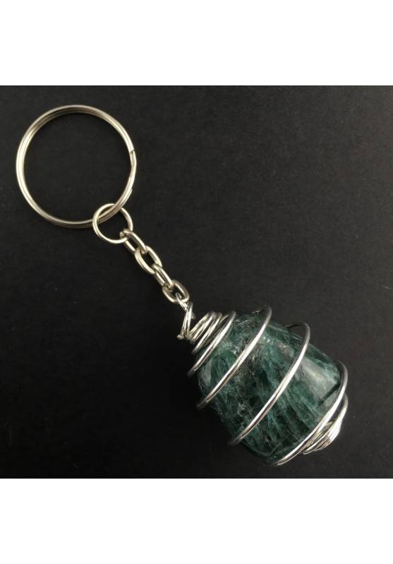 APATITE Keychain Keyring - PISCES Zodiac Silver Plated Spiral Necklace Gift Idea-1