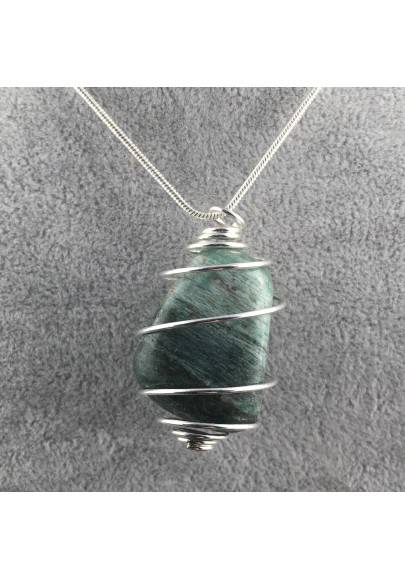 African JADE Pendant Hand Made on Silver Plated Spiral Necklace Healing Charm-1