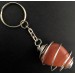 SUN STONE Red Sand Tumbled Keychain Keyring Handmade Silver Plated Spiral A+-1