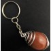 SUN STONE Red Sand Tumbled Keychain Keyring Handmade Silver Plated Spiral A+-2