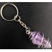 Rough AMETHYST Point Keychain Keyring Hand Made on Silver Plated Spiral-1