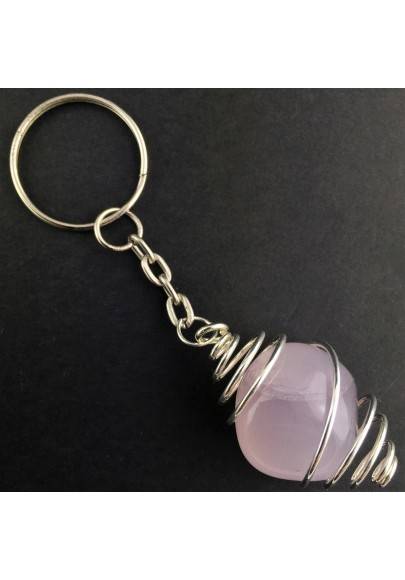 Lavender JADE Keychain Keyring - TAURUS Zodiac Silver Plated Spiral Necklace A+-1