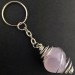 Lavender JADE Keychain Keyring - TAURUS Zodiac Silver Plated Spiral Necklace A+-1