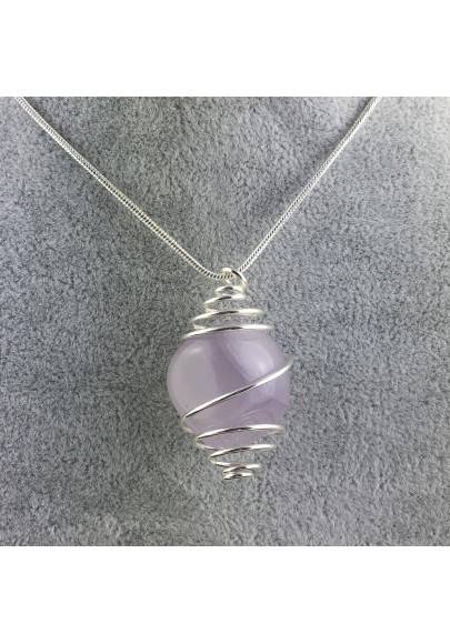 Purple LAVENDER JADE Pendant Hand Made on Silver Plated Spiral Necklace-1
