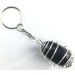 SHUNGHITE Tumbled Keychain Keyring Hand Made on Silver Plated Spiral Necklace-2