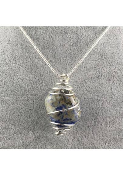 Pendant SODALITE BRAZIL Hand Made on Silver Plated Spiral A+-1
