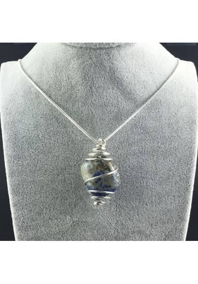 Pendant SODALITE BRAZIL Hand Made on Silver Plated Spiral A+-2