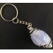 BLUE CHALCEDONY Keychain Keyring Hand Made on Silver Plated Spiral A+-3