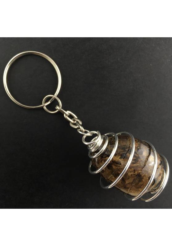 BRONZITE Keychain Keyring - Gift Idea Silicato Color Bruno Silver Plated Spiral A+-1