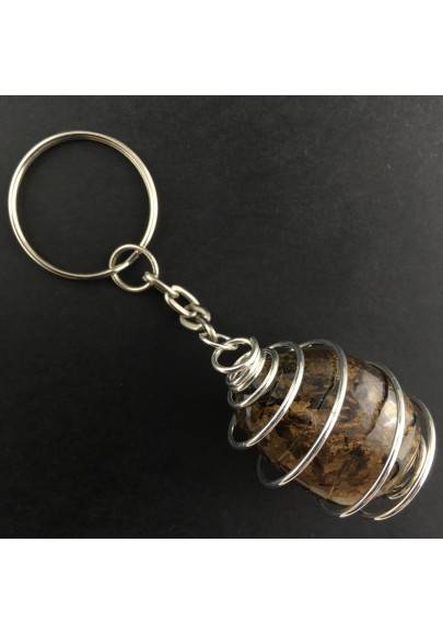 BRONZITE Keychain Keyring - Gift Idea Silicato Color Bruno Silver Plated Spiral A+-1