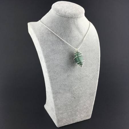 Green Aventurine Hand Made Pendant on Silver Plated Spiral Crystal Healing A+-3