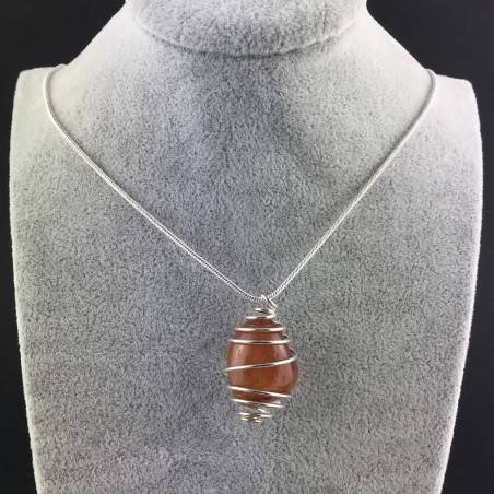 CARNELIAN Hand Made Pendant on Silver Plated Spiral Necklace Chain Jewel A+-2