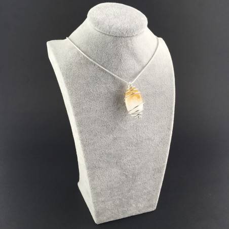 CITRINE Quartz Pendant Handmade Silver Plated Spiral Necklace-3