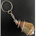 Rough Chalcopyrite Keychain Keyring Hand Made on Silver Plated Spiral-1
