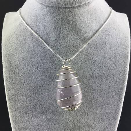 Rainbow Fluorite Pendant Handmade Silver Plated Spiral Necklace-6