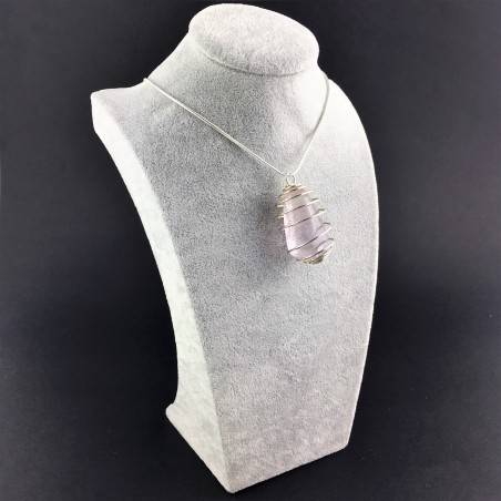 Rainbow Fluorite Pendant Handmade Silver Plated Spiral Necklace-7